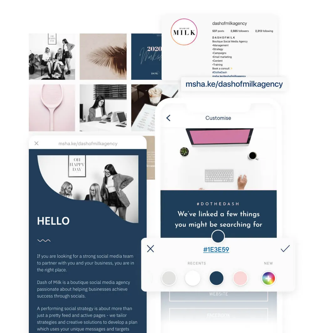 Branding consistency example by @dashofmilk