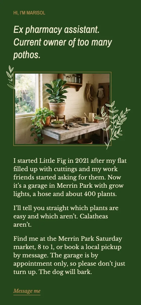 The About page of an example Milkshake site for a plant shop