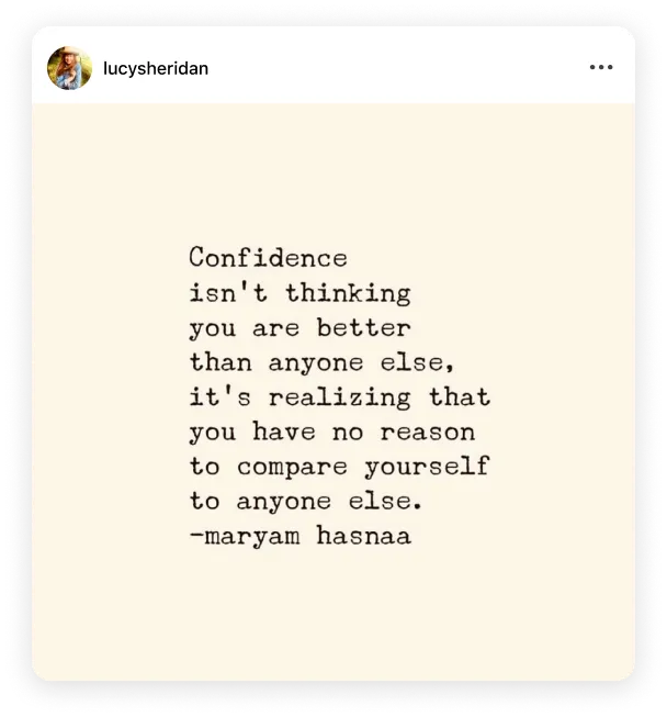 Instagram post by Lucy Sheridan comparison coach