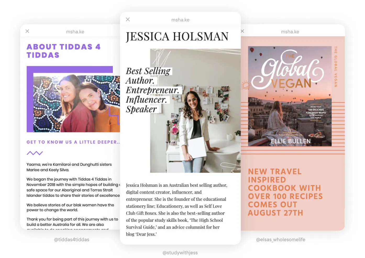 Examples of Milkshake Insta websites
