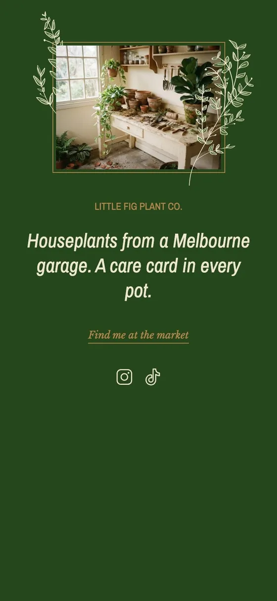 The Splash page of an example Milkshake site for a plant shop